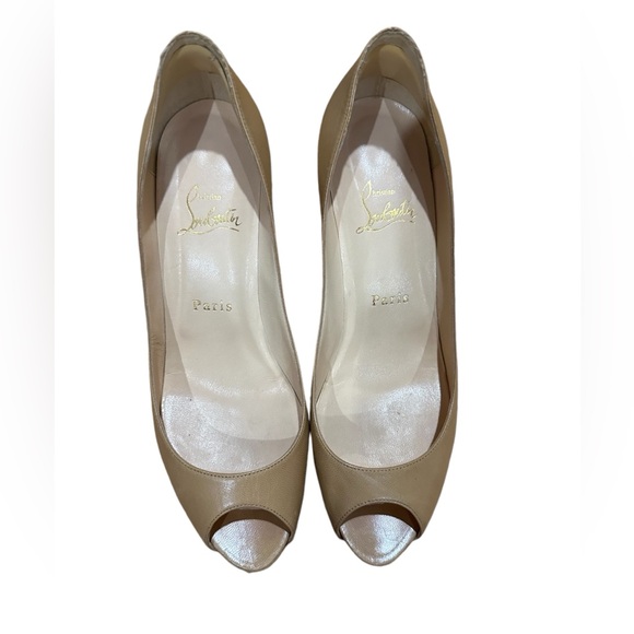 Christian Louboutin authentic Size 39 Beige Tan Mater Claude Kid 85mm - Picture 4 of 9